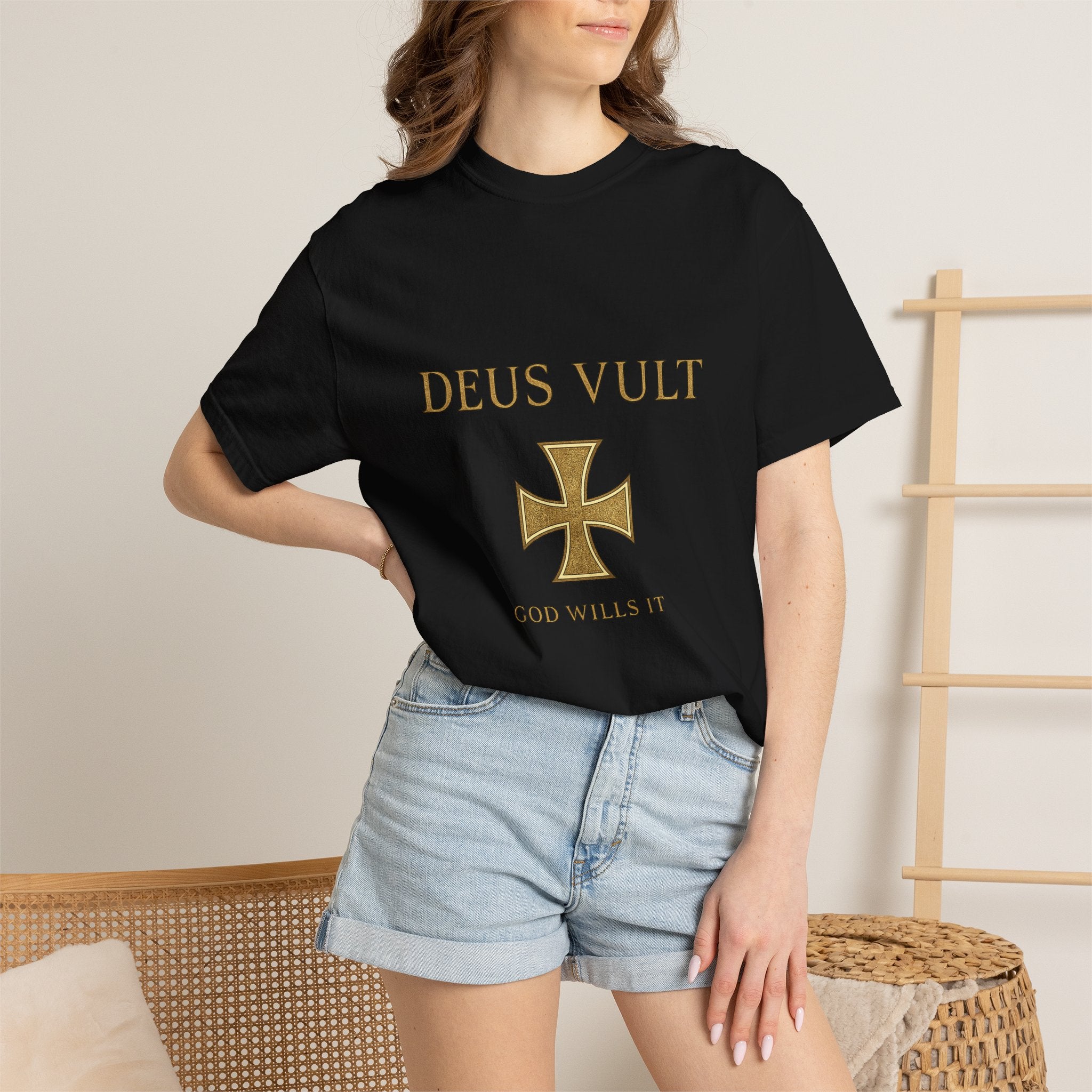 Deus Vult Shirt | God Wills It Christian T-Shirt | Medieval Cross Faith Tee | Comfort Colours