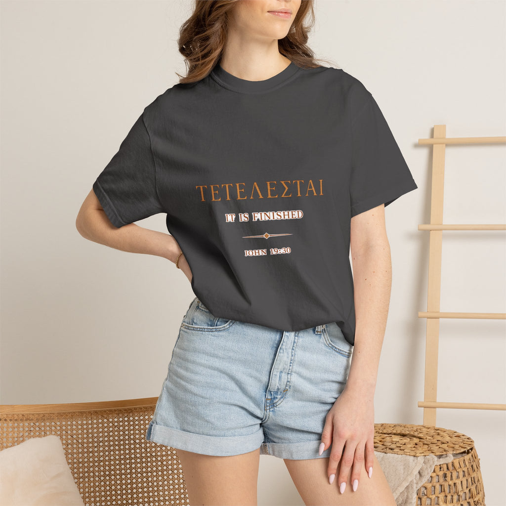 Tetelestai It Is Finished Shirt | John 19:30 Christian T-Shirt | Minimalist Bible Verse Tee | Comfort Colours