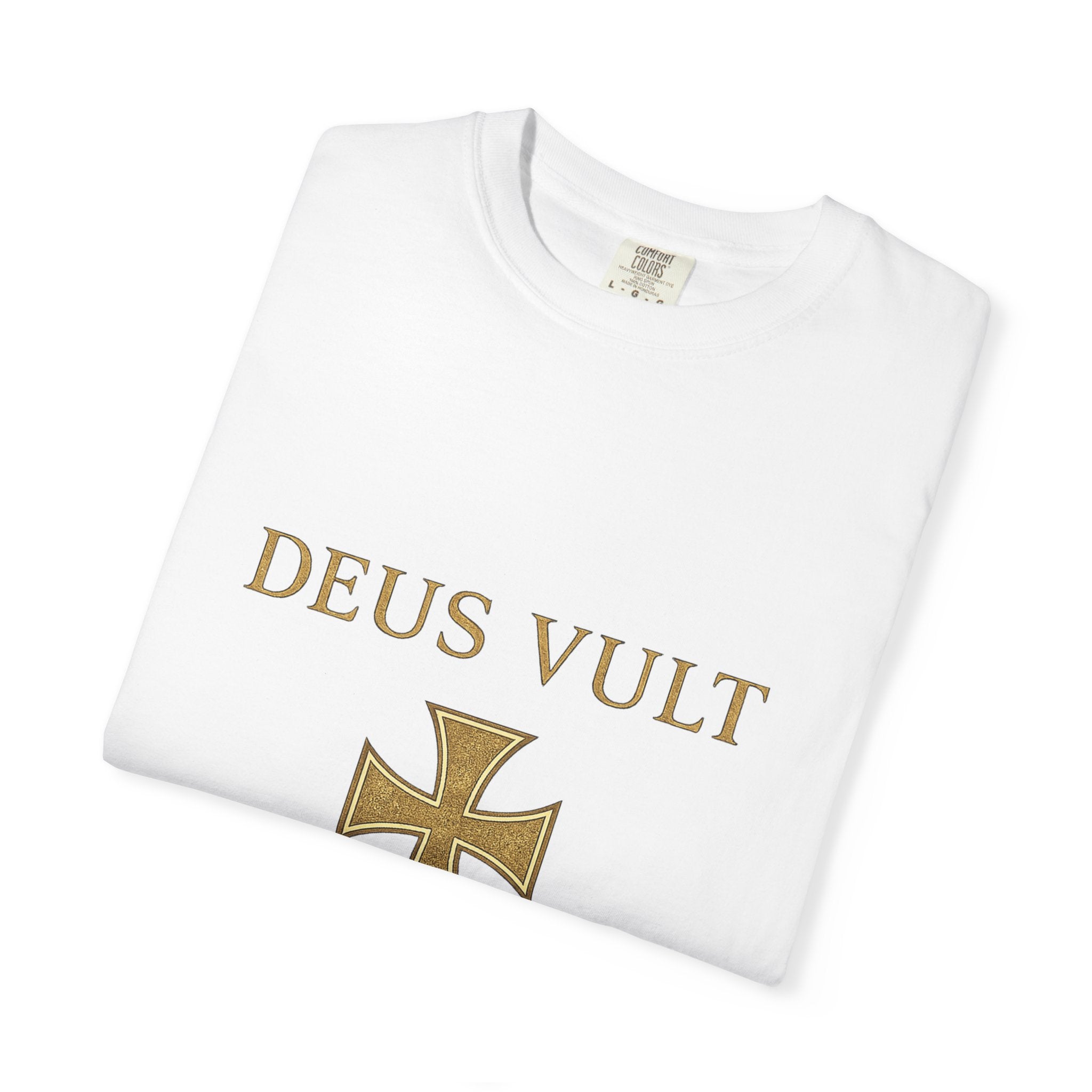 Deus Vult Shirt | God Wills It Christian T-Shirt | Medieval Cross Faith Tee | Comfort Colours