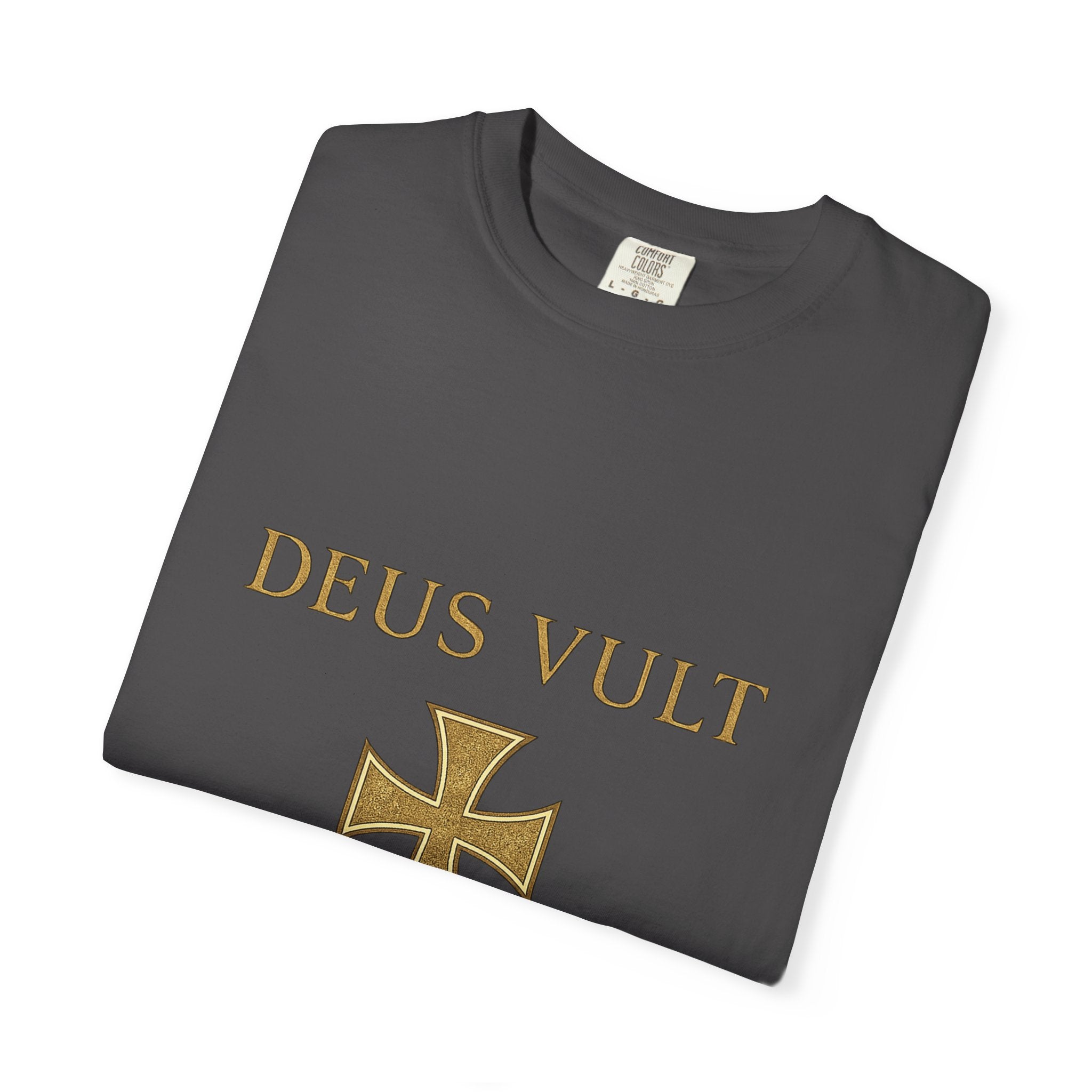 Deus Vult Shirt | God Wills It Christian T-Shirt | Medieval Cross Faith Tee | Comfort Colours