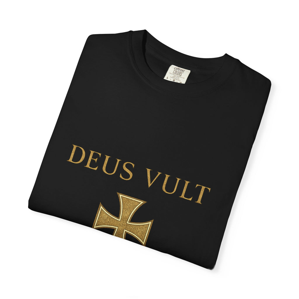 Deus Vult Shirt | God Wills It Christian T-Shirt | Medieval Cross Faith Tee | Comfort Colours
