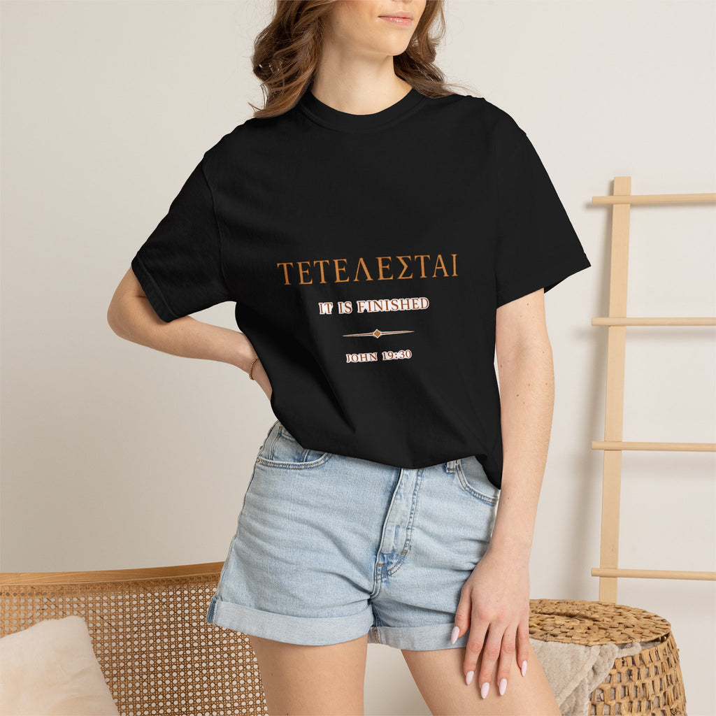 Tetelestai It Is Finished Shirt | John 19:30 Christian T-Shirt | Minimalist Bible Verse Tee | Comfort Colours