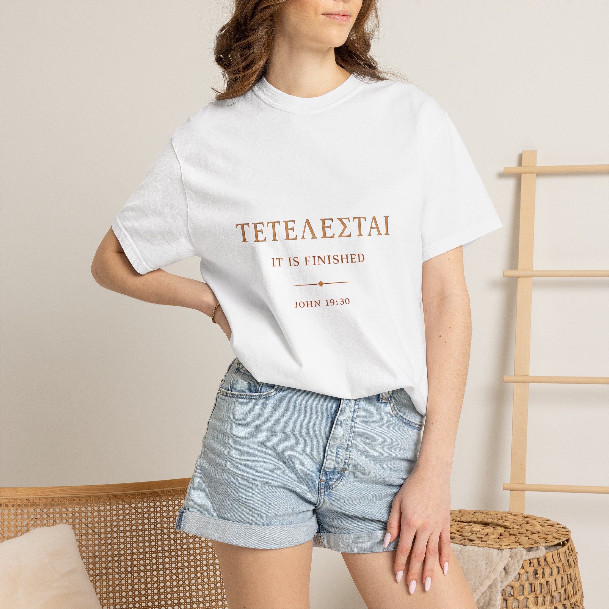 Tetelestai It Is Finished Shirt | John 19:30 Christian T-Shirt | Minimalist Bible Verse Tee | Comfort Colours