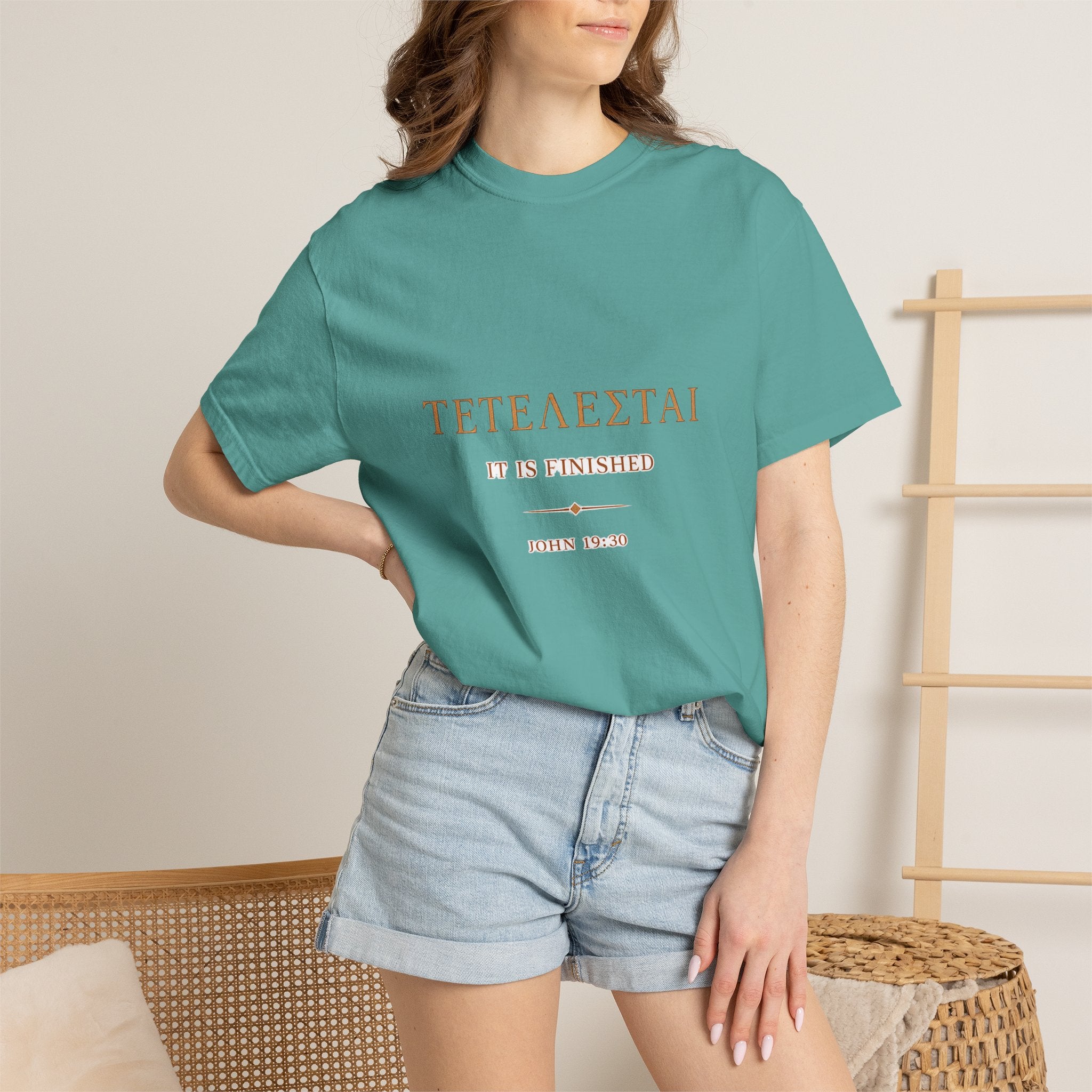 Tetelestai It Is Finished Shirt | John 19:30 Christian T-Shirt | Minimalist Bible Verse Tee | Comfort Colours