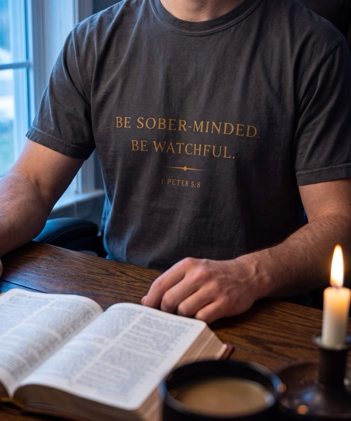 Be Sober-Minded, Be Watchful Tee | 1 Peter 5:8