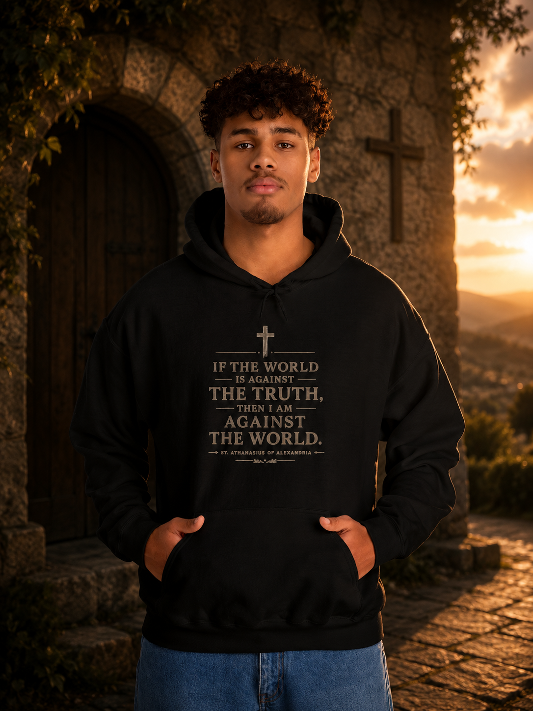 Against the World – St. Athanasius Premium Hoodie ⭐