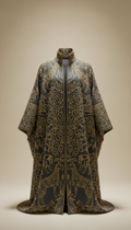 Oversized coat with gold embroidery