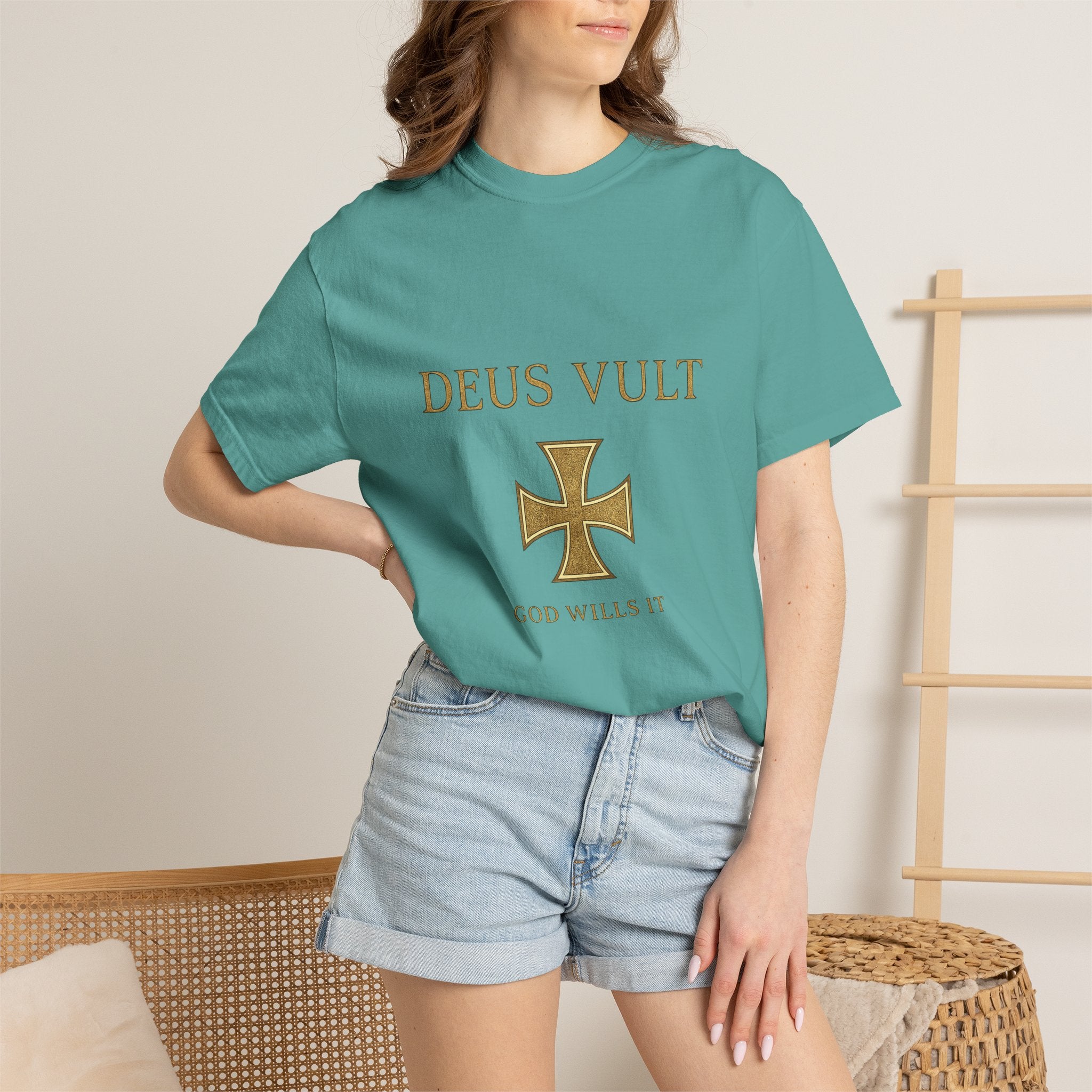 Deus Vult Shirt | God Wills It Christian T-Shirt | Medieval Cross Faith Tee | Comfort Colours